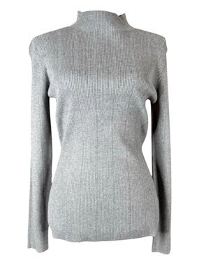 LEO & NICOLE (Macy's) Mock Neck Ribbed Long Sleeve Heather Gray Sweater, Size M.